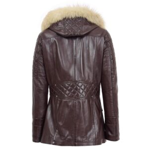 BUNERI Brown Leather Original Duffle Style Coat