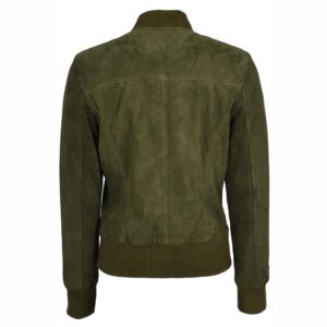 BUNERI Women’s Khaki Green Goat Suede MA-1 Bomber Jacket