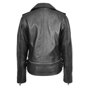 BUNERI Women’s Black 2-in-1 Cropped Leather Biker Jacket