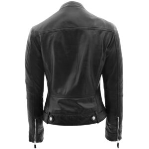 BUNERI Black Leather Casual Biker Jacket
