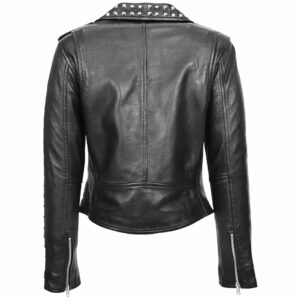 BUNERI Black Studded Brando Biker Leather Jacket