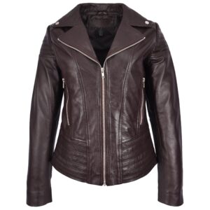 BUNERI Premium Brown Real Leather Biker Jacket