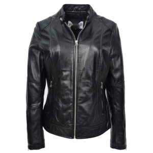 BUNERI Black Real Leather Biker Jacket