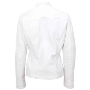 BUNERI White Premium Real Leather Biker Jacket
