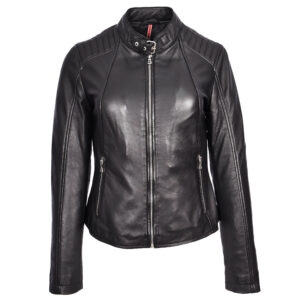BUNERI Women’s Real Leather Classic Biker Jacket