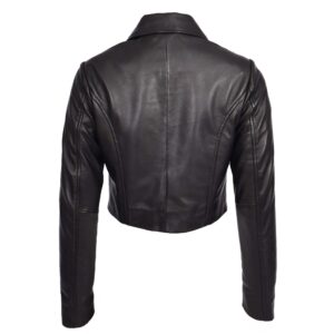 BUNERI Women’s Leather Cropped Bustier Bolero Jacket Black