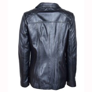 BUNERI Women’s Real Leather Quilted Biker Jacket in Black