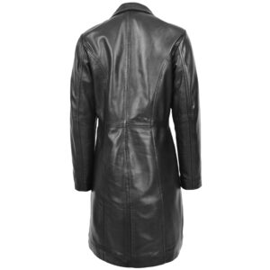 BUNERI Black Real Leather 3/4 Length Classic Mac Coat
