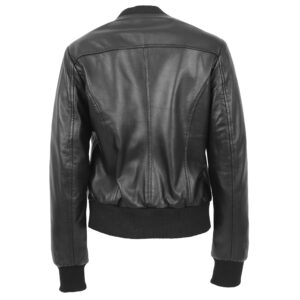 BUNERI Black Leather Varsity Bomber Jacket