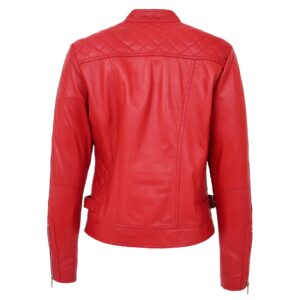 BUNERI Women’s Red Soft Leather Biker Jacket
