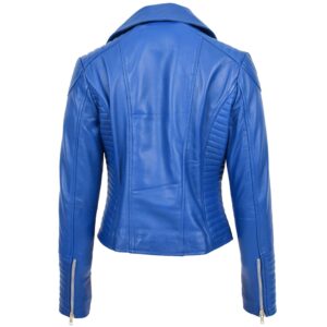 BUNERI Blue Soft Leather Cross Zip Biker Jacket
