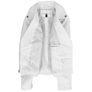 BUNERI Women’s White Soft Leather Cross Zip Biker Jacket