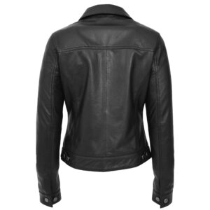 BUNERI Black Soft Leather Women’s Trucker Jacket