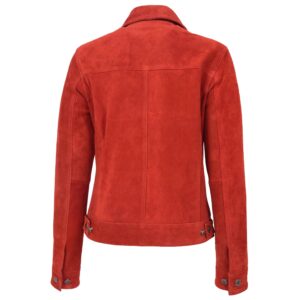 BUNERI Women’s Soft Suede Trucker-Style Jacket Red