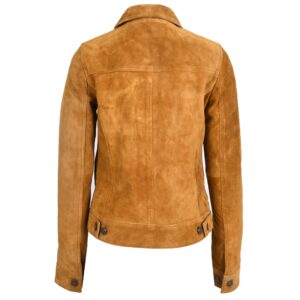 BUNERI Women’s Soft Suede Trucker-Style Jacket Tan