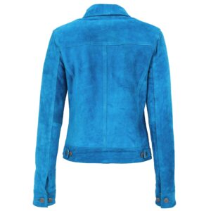 BUNERI Teal Blue Suede Trucker Style Jacket