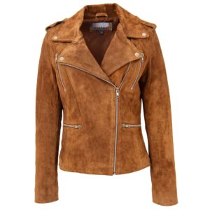BUNERI Tan Suede Biker Style Zip Jacket