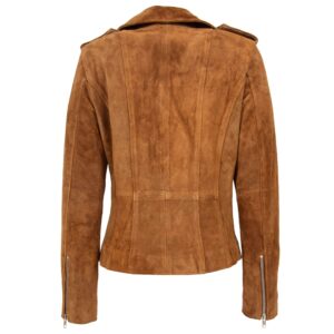 BUNERI Tan Suede Biker Style Zip Jacket