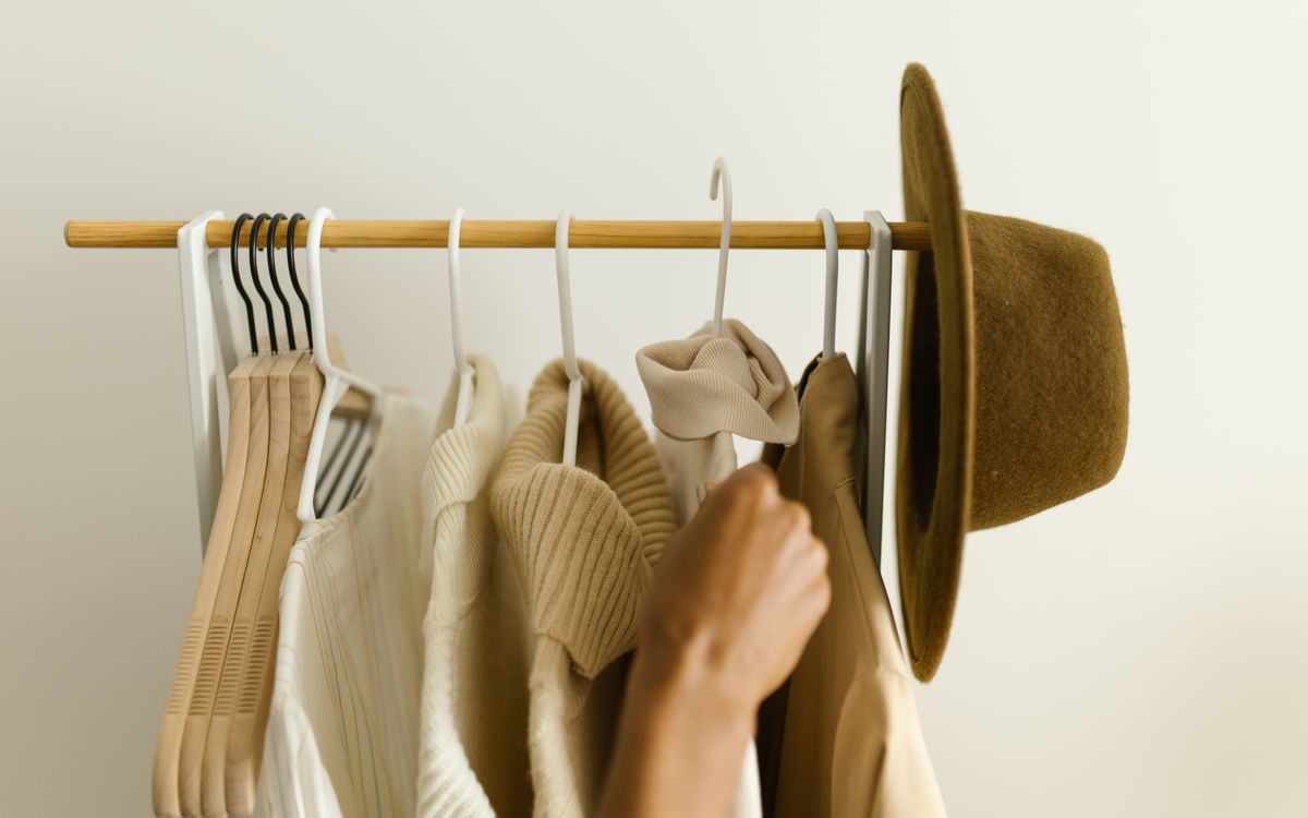 Leather jackets hanging neatly on a clothing rack